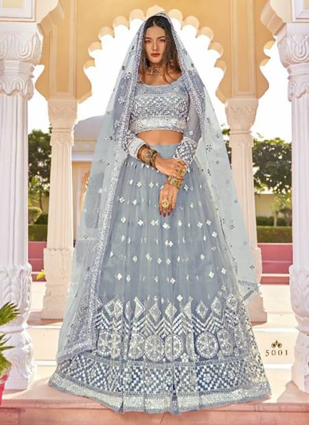 Gray Colour Fancy Designer Wedding Wear Stylish Lehenga Choli Collection 5001